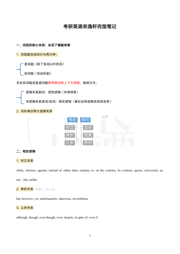 26考研宋逸轩新题型笔记(小谭)