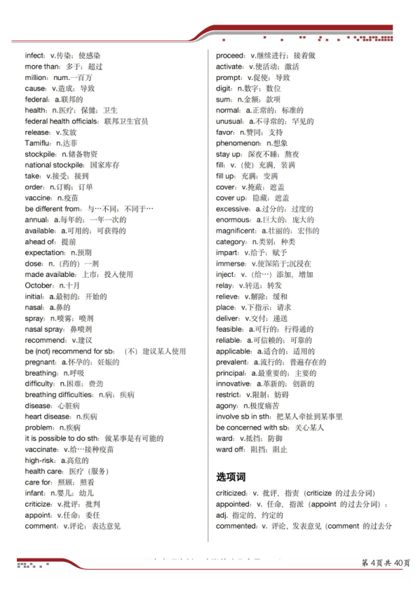 26考研英语二完型短语单词整理(一烫)