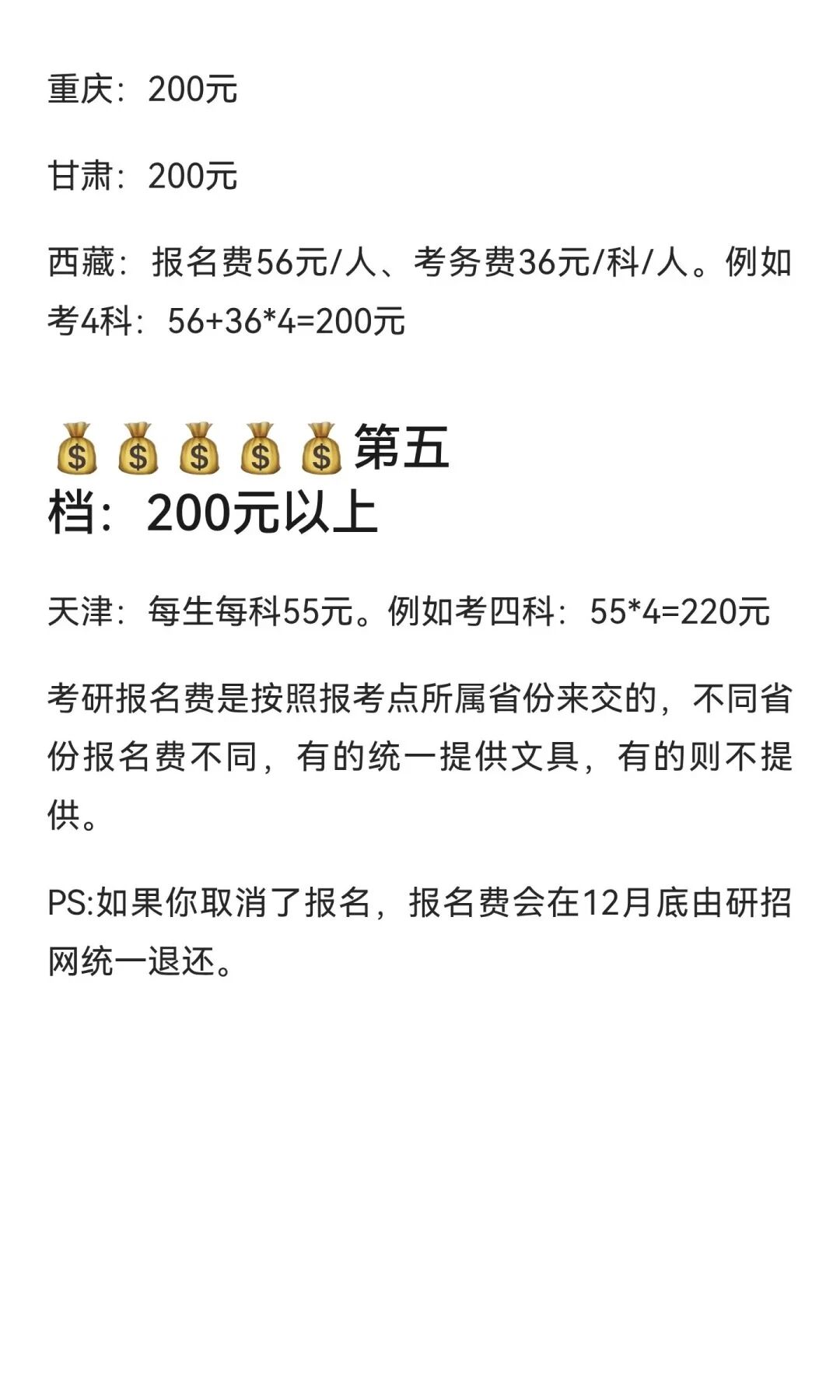 考研报名费差异好大啊！看看你比别人多缴多少？