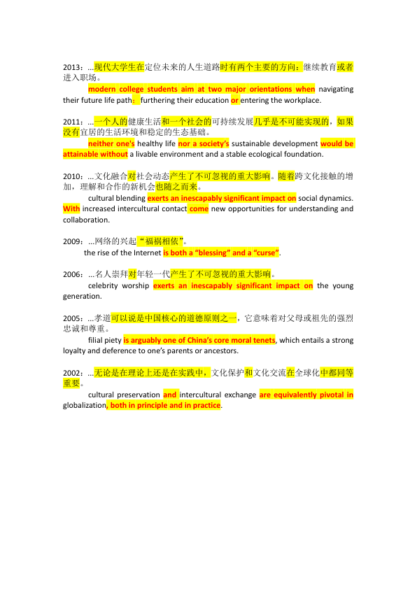 26考研极简鲁述钊2001-2025历年英一作文真题主旨句汇总