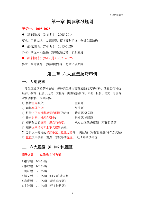 26考研柴荣英一阅读冲刺技巧课堂笔记