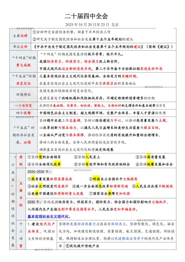 26考研二十届四中全会表格(空卡)