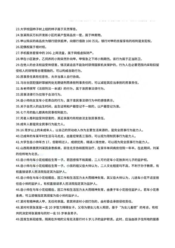 26考研法硕岳业鹏民法判断题(348道完结解析版)