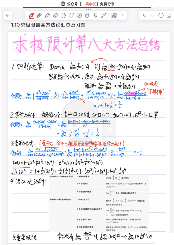 27考研求极限最全八种方法汇总+易错点辨析