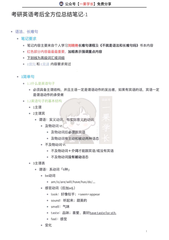 27考研全方位总结笔记语法