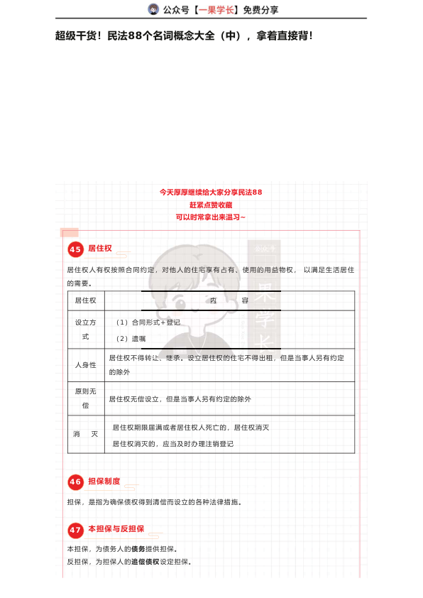 27考研法硕厚大民法88个名词概念大全（中）