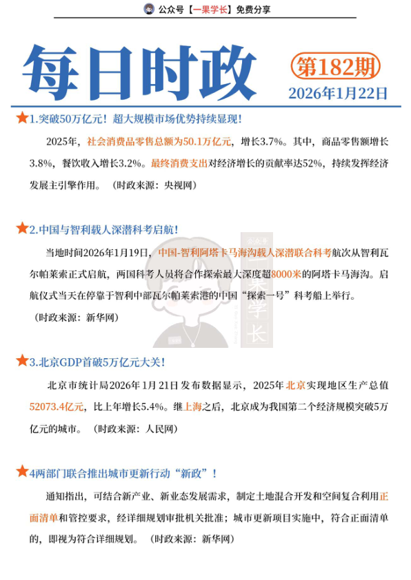 27考研每日时政2026.1.22