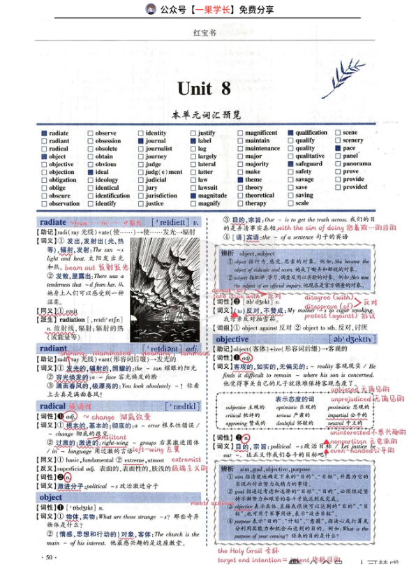 27考研26娜拉红宝书带背笔记27U1对应26U8
