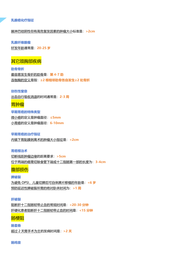 27考研西综小王外科疾病正常值汇总