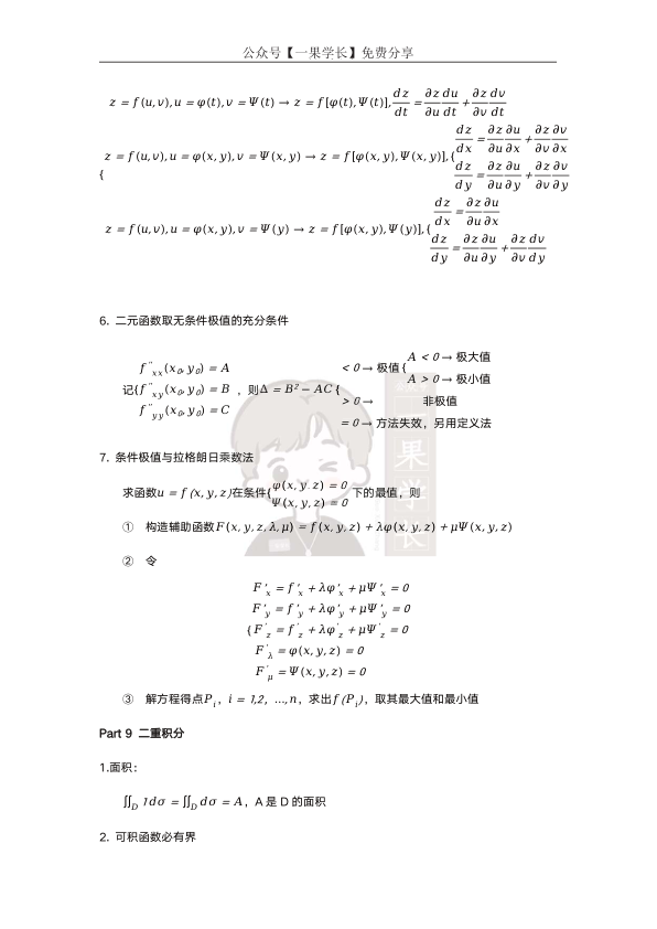 27考研小谭数学公式(多元函数微分积分)