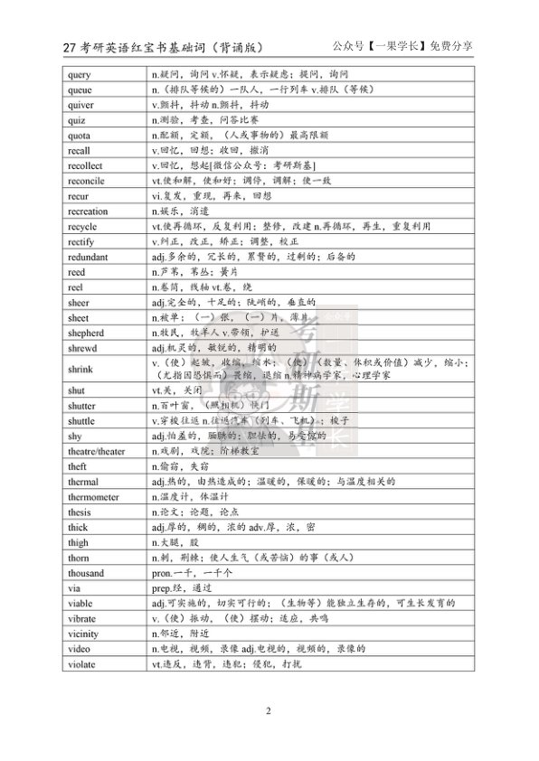 27考研斯基《红宝书》基础词（背诵版）