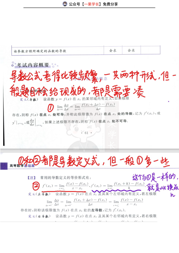 27考研武忠祥高数基础讲义导数公式运用