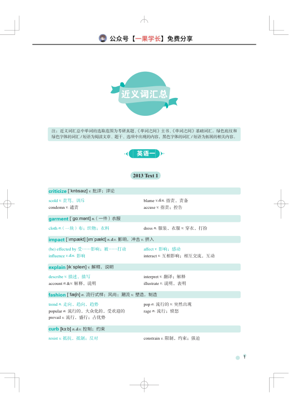 27考研单词之间：阅读近义词、形近词与熟词僻义真题词