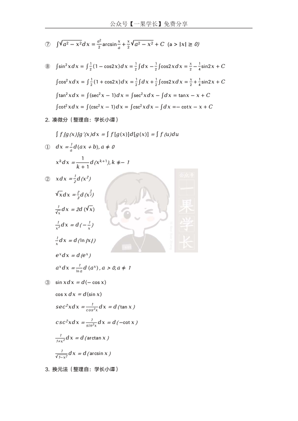 27考研小谭数学公式（积分大全）