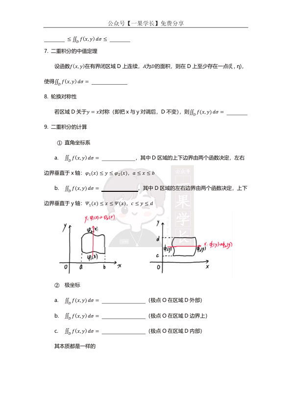 27考研小谭数学公式（多元函数微分积分） - 默写版