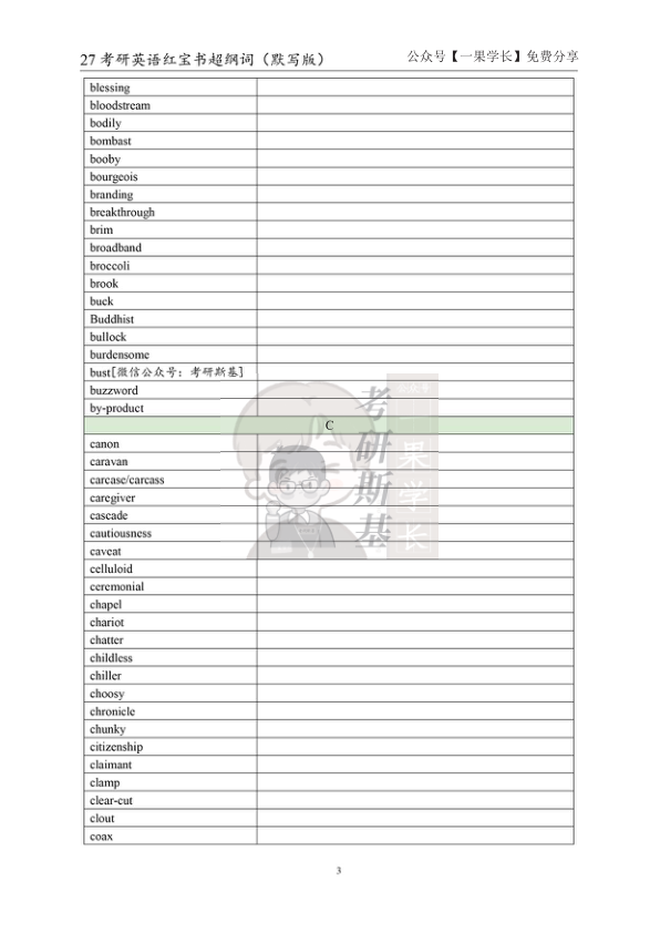 27考研斯基《红宝书》超纲词（默写版）
