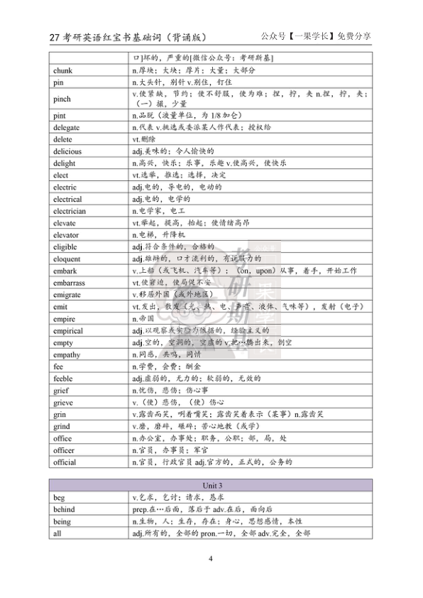 27考研斯基《红宝书》基础词（背诵版）