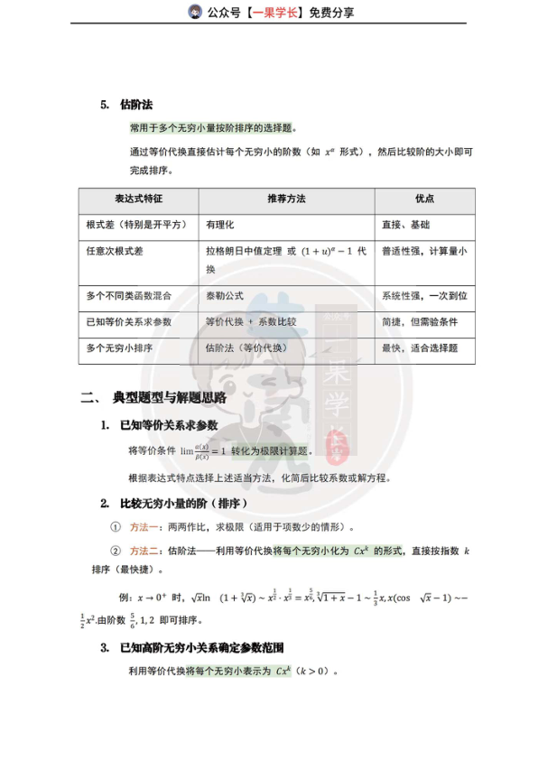 27考研武忠祥基础笔记（1-5无穷小比较）