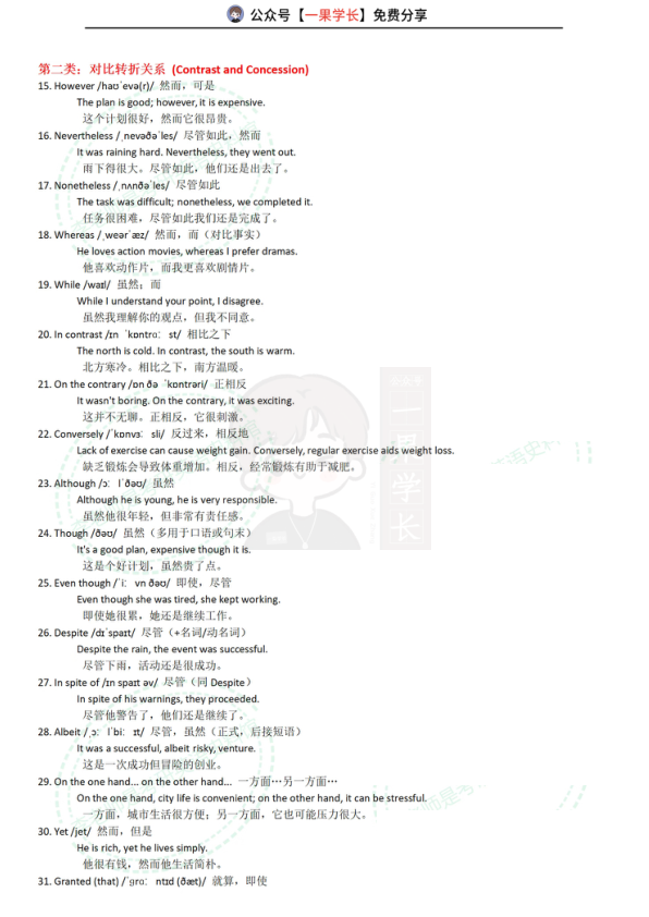 27考研74个必须掌握的逻辑词汇总