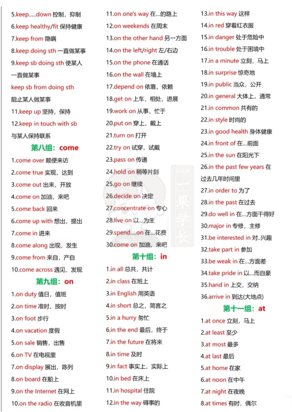 27考研重点短语
