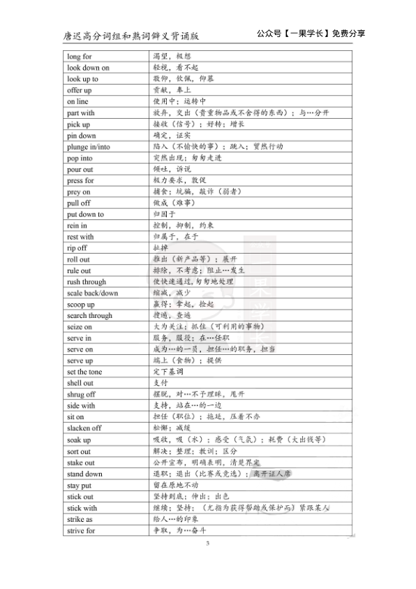 27考研高分词组和熟词僻义背诵版（唐迟）