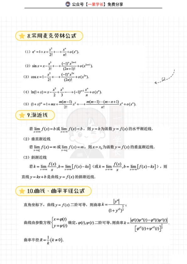 27考研武老师《高数基础篇》1-5章公式总结