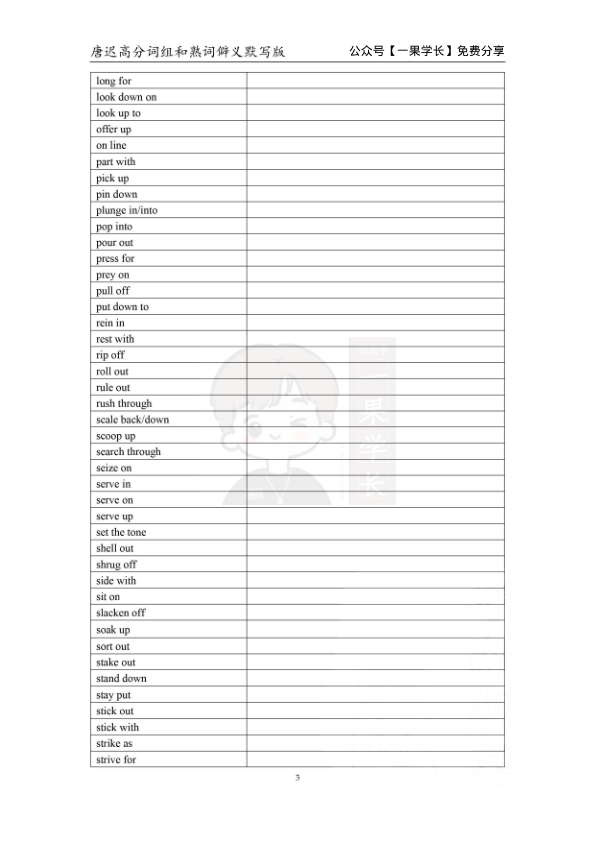 27考研高分词组和熟词僻义默写版（唐迟）