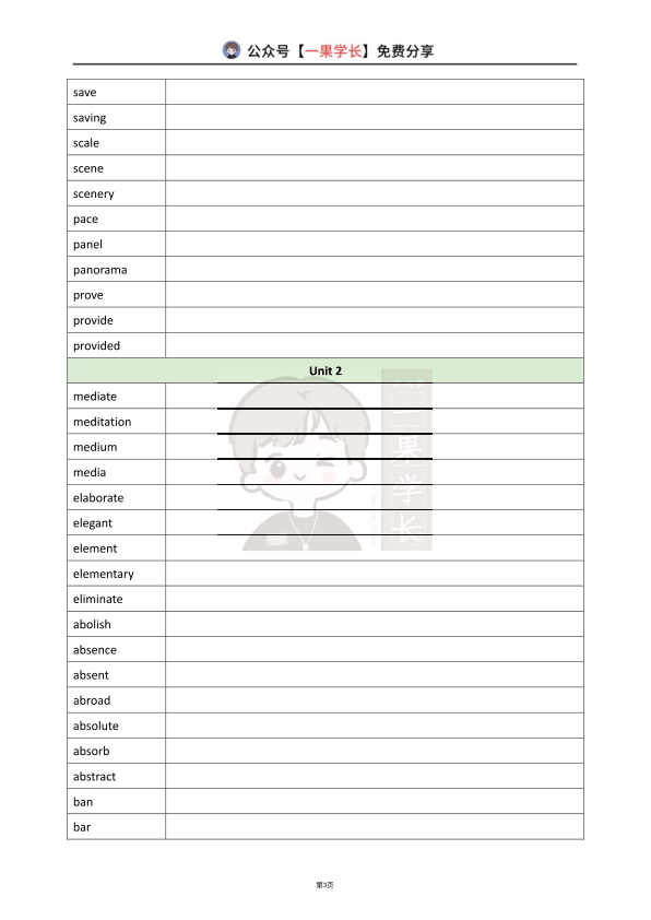 27考研利之红宝书默写本必考词1-5