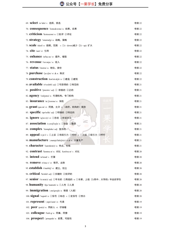 27考研高频500词