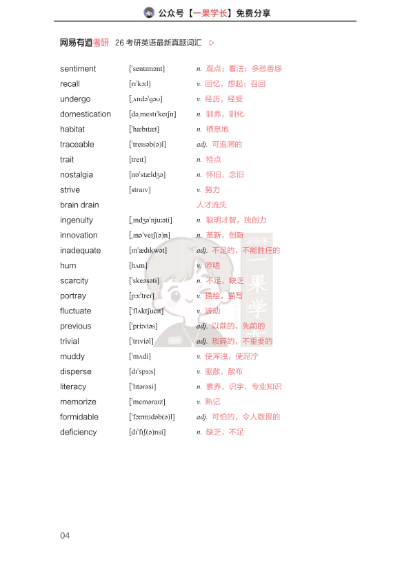 27考研有道寒假集训词汇电子讲义