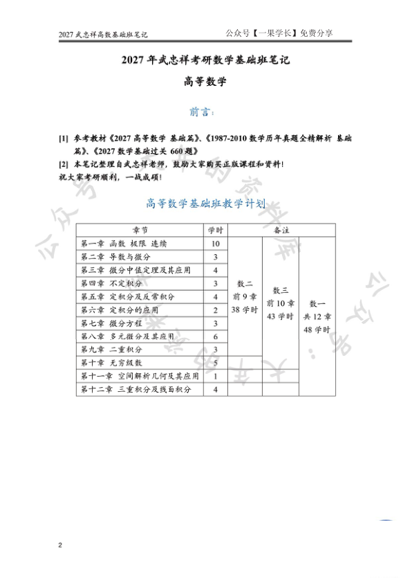 27考研大年武忠祥高数基础课程笔记-合集