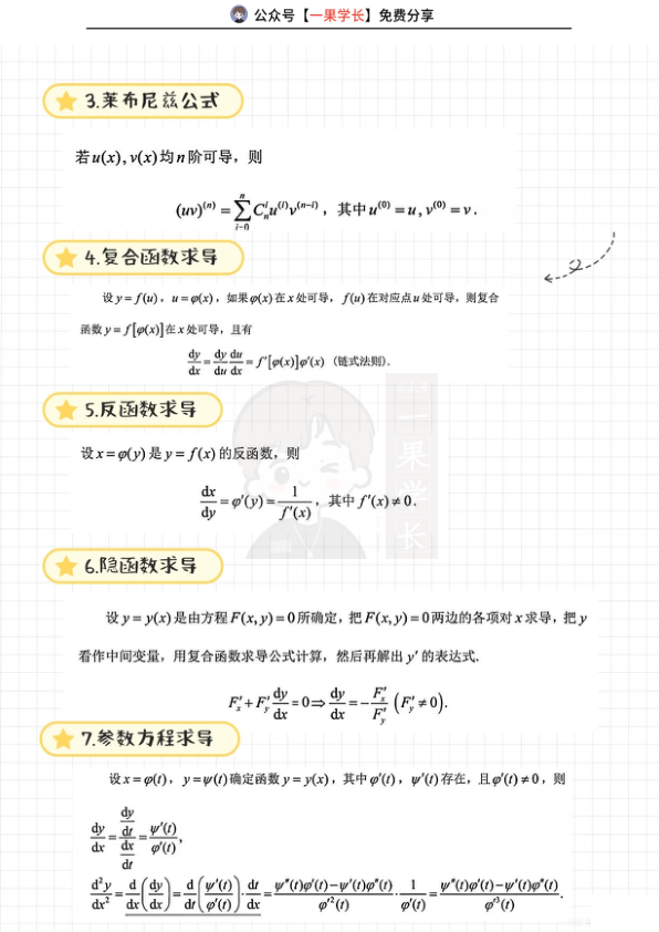 27考研武老师《高数基础篇》1-5章公式总结