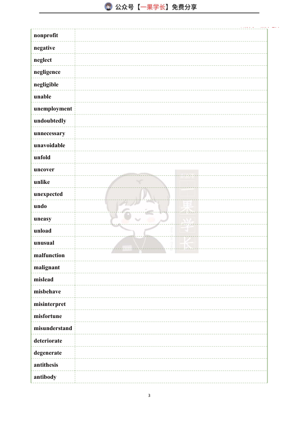 27考研晶婷核心3500词速背单词检测表14天版