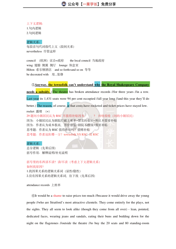 27考研柴荣英一2006年T2阅读精讲课堂笔记