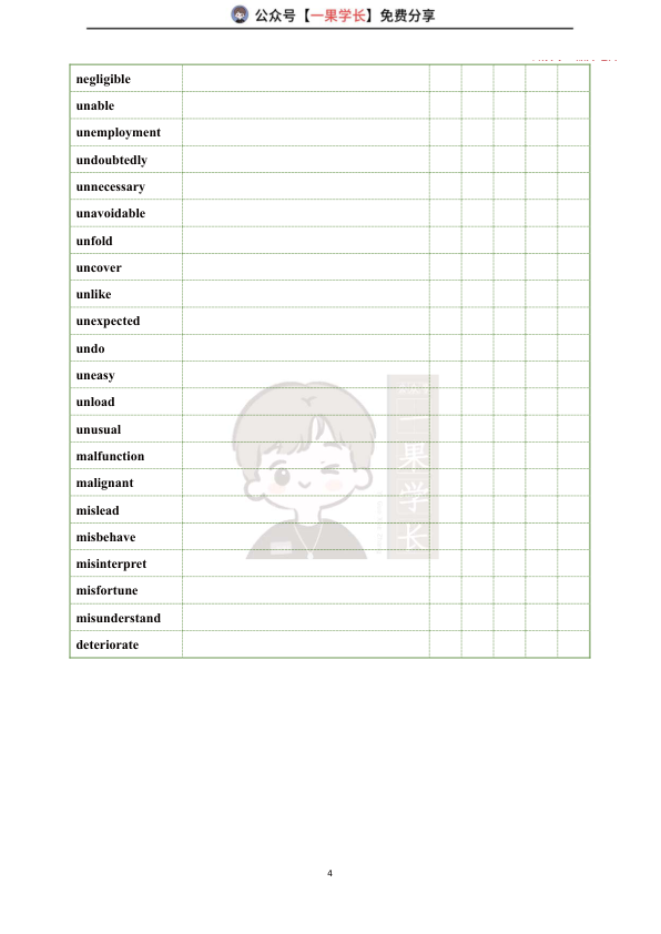 27考研晶婷核心3500词速背检测表