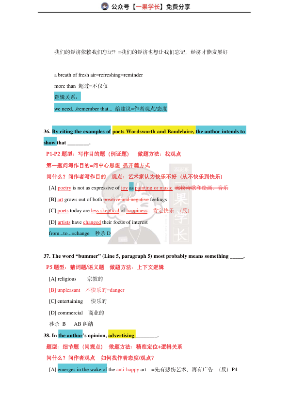 27考研柴荣英一2006年T4阅读精讲课堂笔记