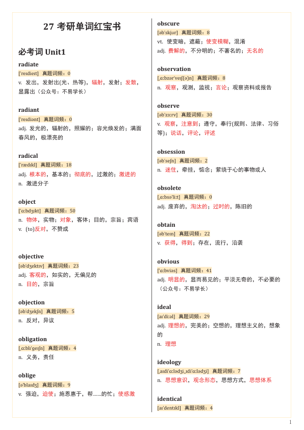 27考研红宝书必考词（不易）