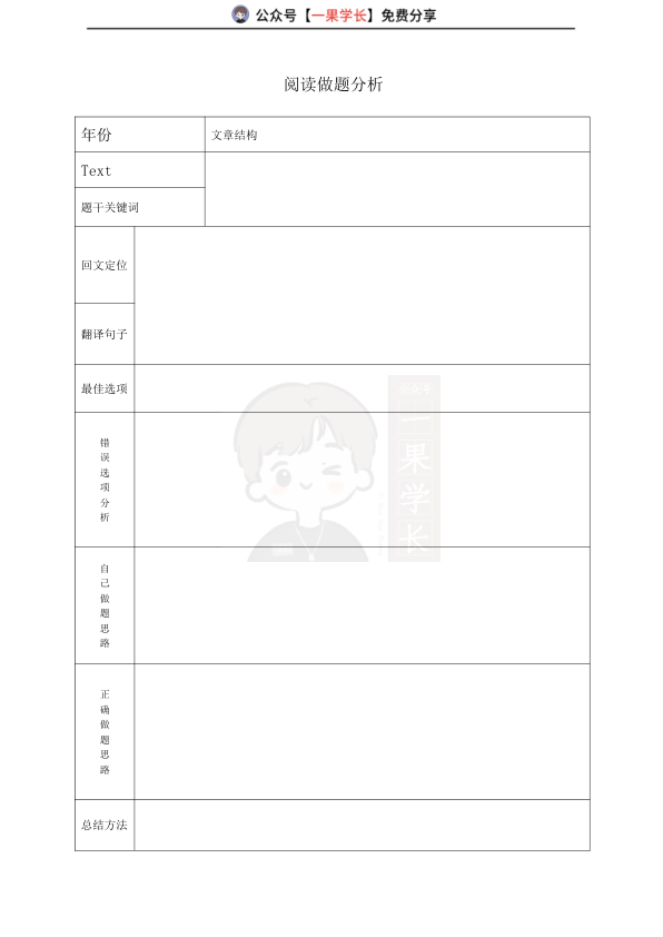 27考研阅读分析表