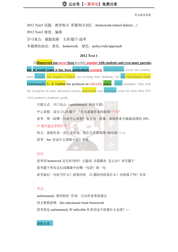 27考研柴荣英二2012年T1阅读精讲课堂笔记