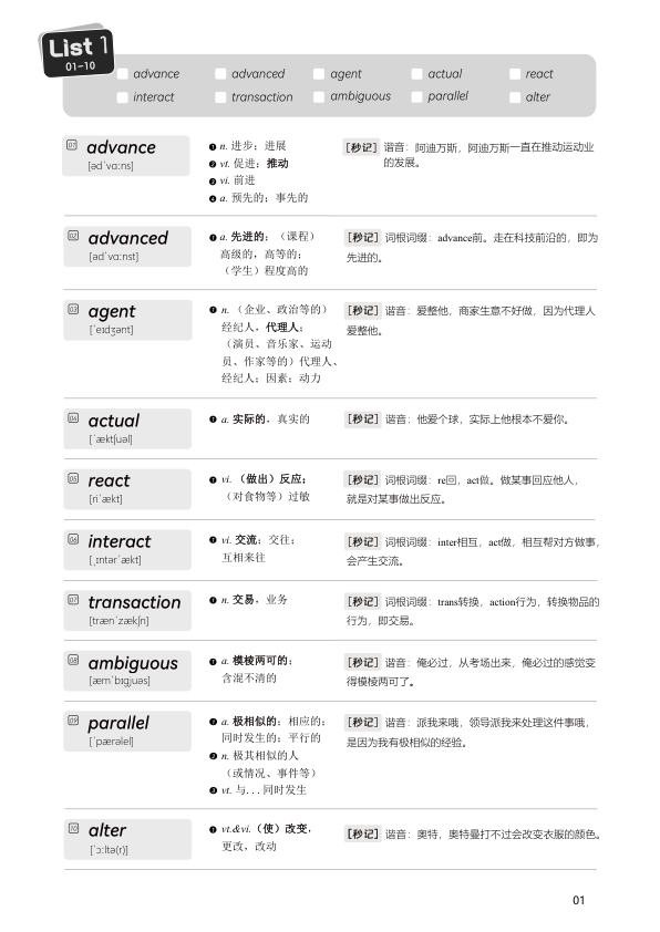 27考研谐音背单词（诗兄）