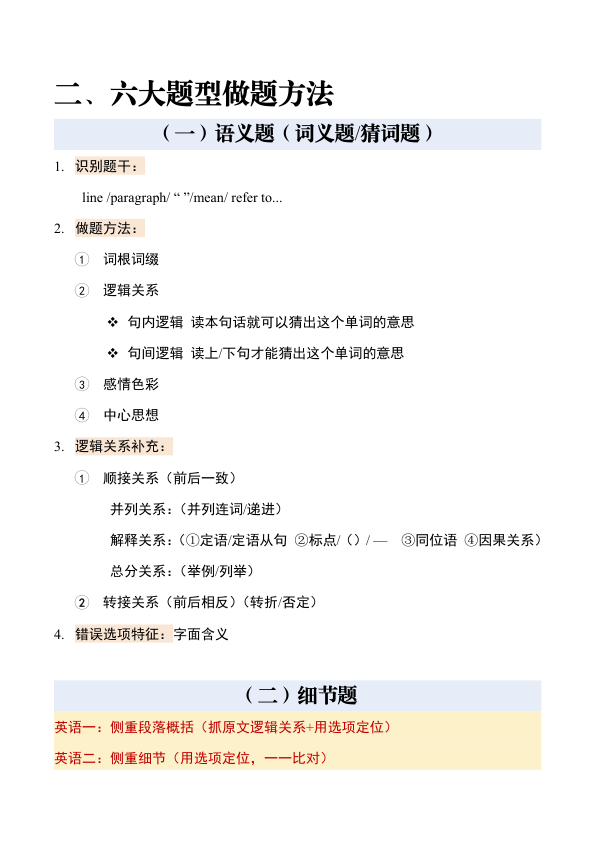 27考研柴荣阅读方法论六大题型总结