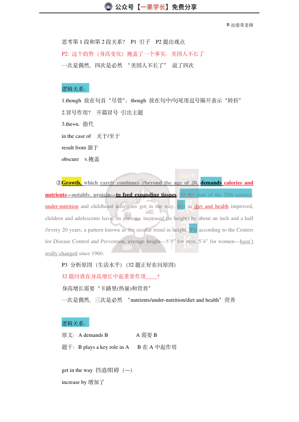 27考研柴荣英一2008年T3阅读精讲课堂笔记