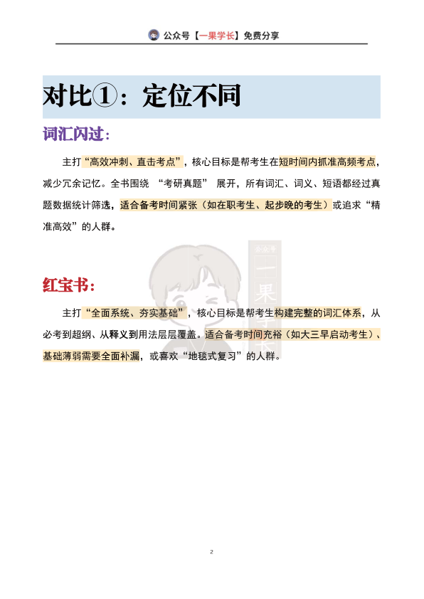 27考研南山词汇闪过和红宝书对比