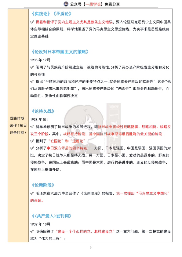 27考研南山毛泽东各时期著作总结