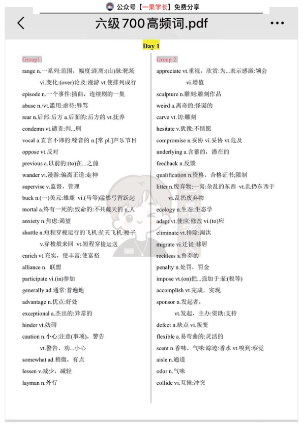 26四六级高频核心词