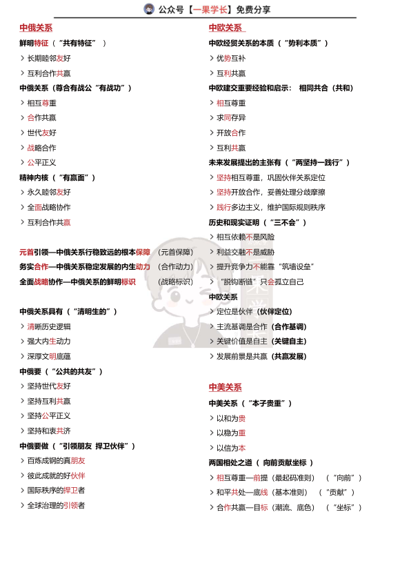 27考研各国关系口诀