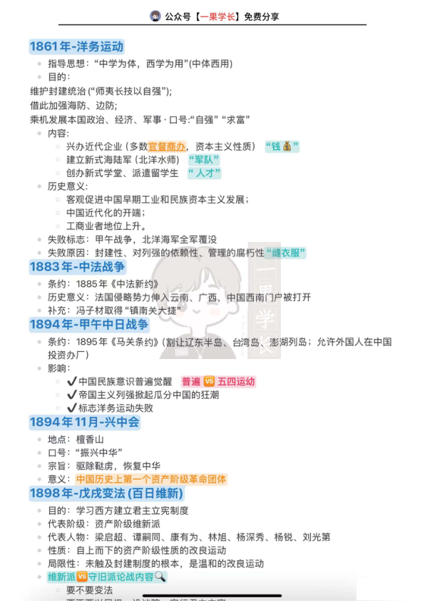 27考研政治史纲重点总结