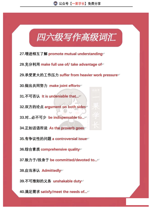 26四六级写作高级词汇