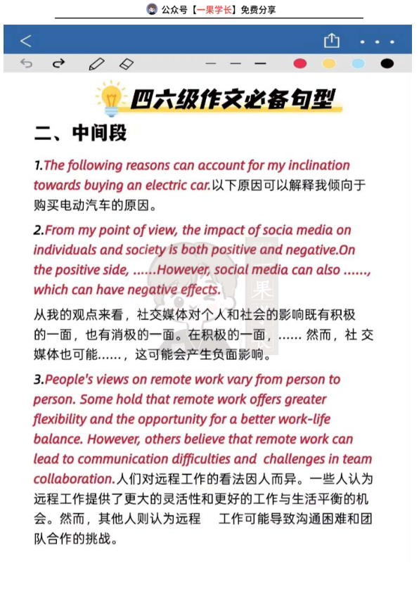 26四六级作文必备句型