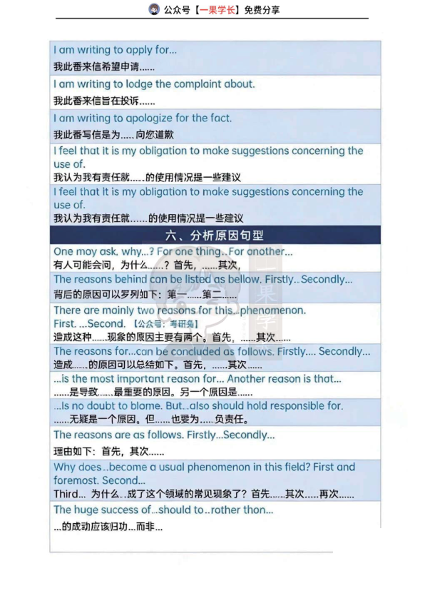 27考研英语写作句